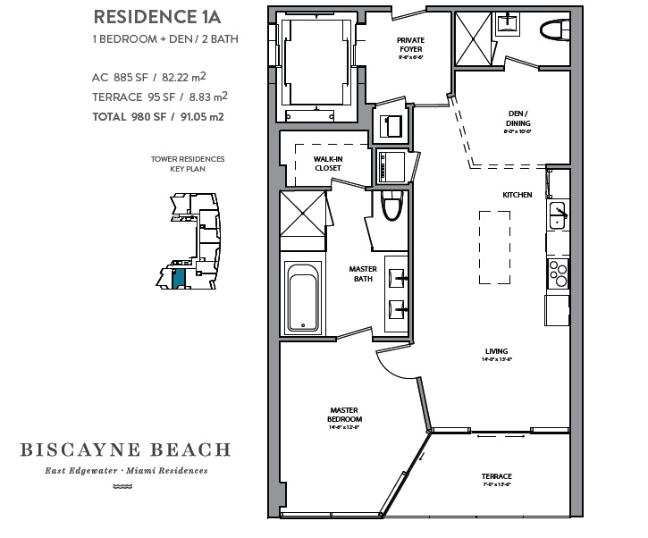 Biscayne Beach Floorplan 1A