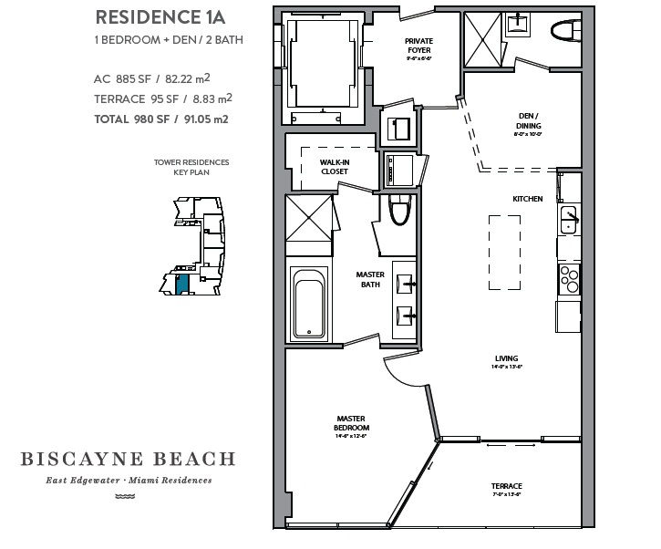 Biscayne Beach Floorplan 1A