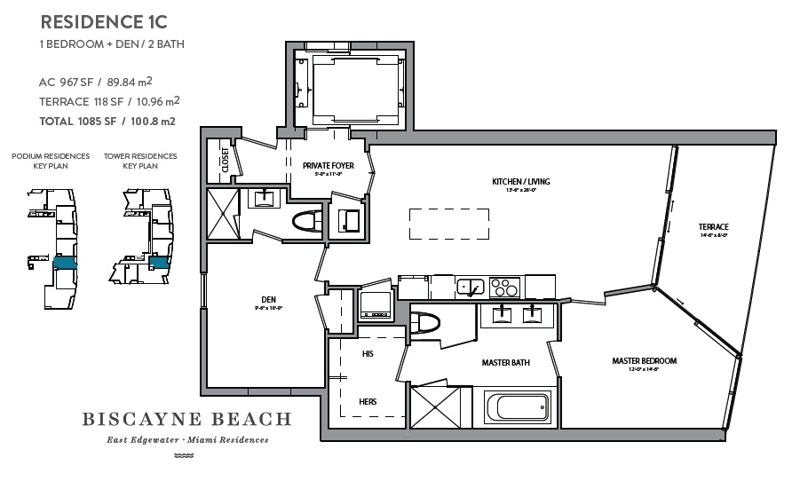 Biscayne Beach Floorplan 1C