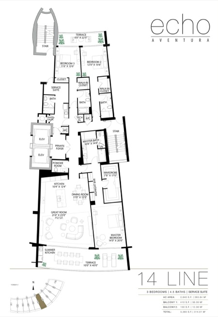 Echo Aventura Floorplan 14 line