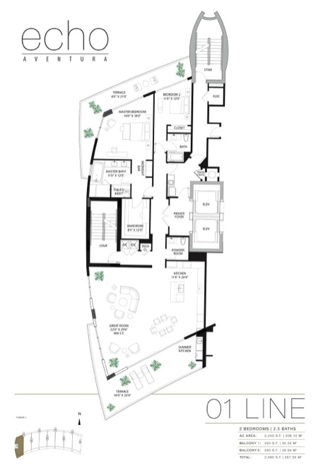 Echo Aventura Floorplan 1 line