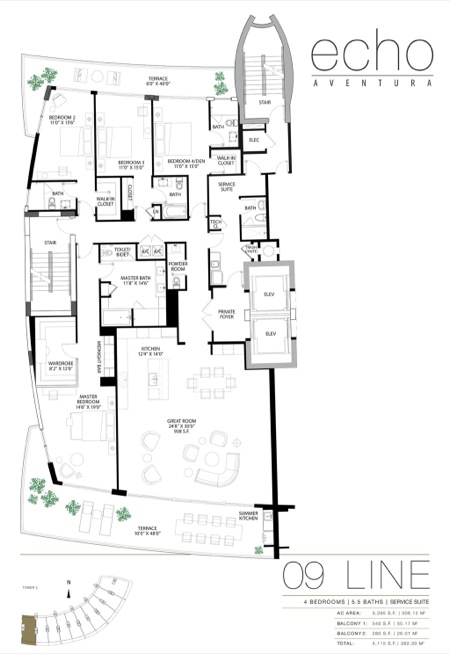 Echo Aventura Floorplan 9 line