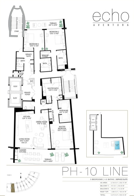 Echo Aventura Floorplan Penthouse 10 line
