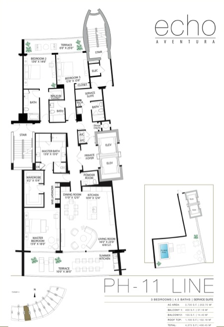 Echo Aventura Floorplan Penthouse 11 line