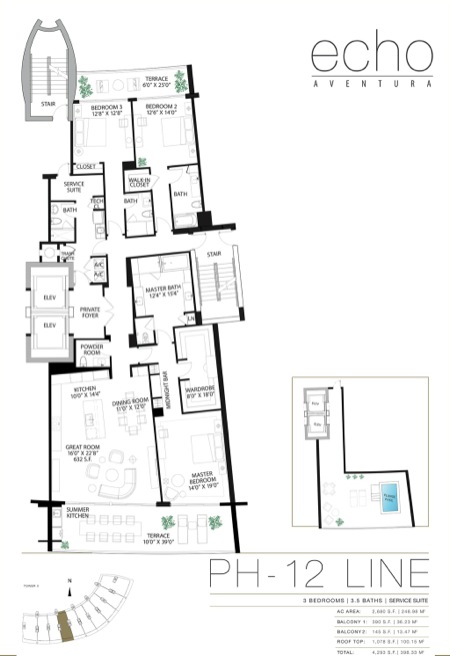 Echo Aventura Floorplan Penthouse 12 line