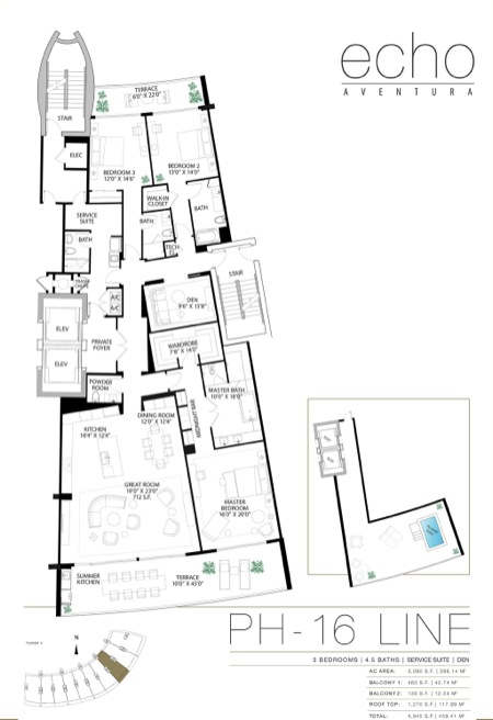 Echo Aventura Floorplan Penthouse 16 line