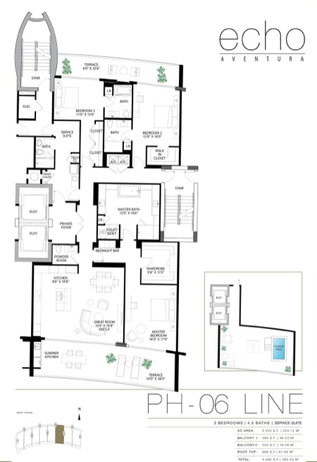 Echo Aventura Floorplan Penthouse 6 line