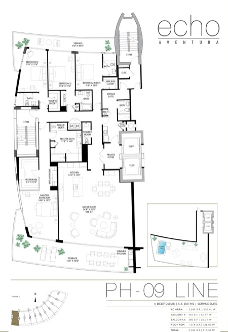 Echo Aventura Floorplan Penthouse 9 line